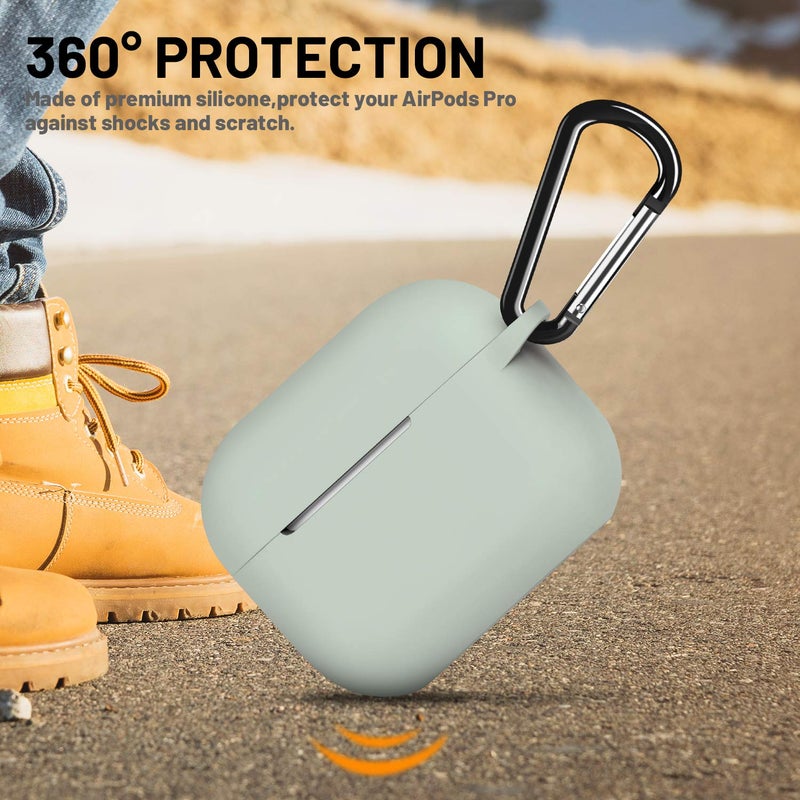 ATUAT for AirPods Pro 1st/2nd Generation Case Cover, Protective Silicone Skin Accessories with Keychain for Women Men for Apple AirPods Pro 2019/2022 Charging Case,Front LED Visible-Fog - Image 5